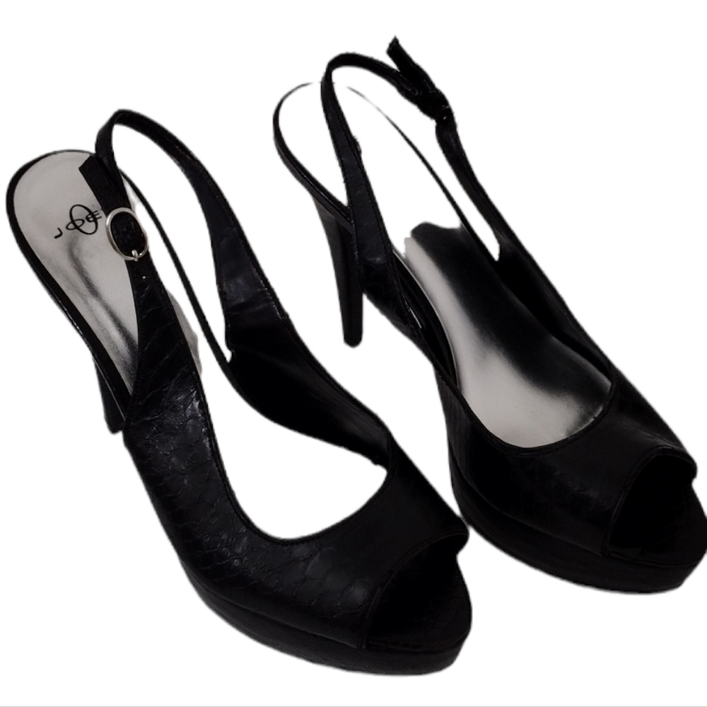 JOEY Black 5.5 inch Platform Heels 10M "ONE INCH LIFT"